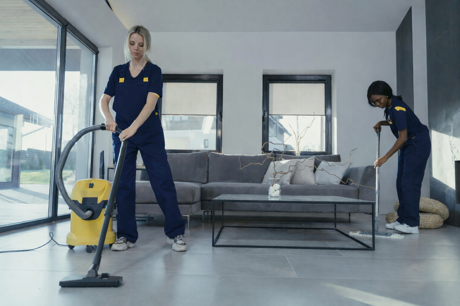 Professional cleaner in action